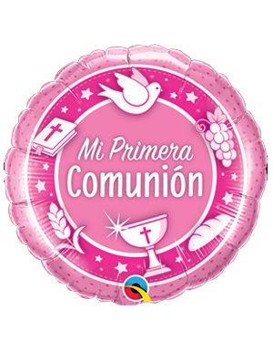 Globo foil Mi Primera Comunión Rosado