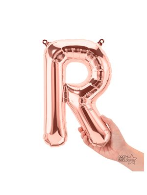 Globo foil letra R pequeña color Rose Gold