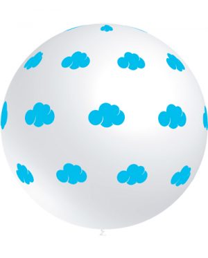 Globo látex 91 cm. con nubes azul claro Special Deco