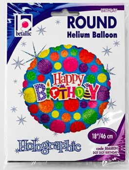 Globo foil Feliz Cumpleaños con puntos de colores