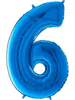 Globo forma numero seis azul 26"