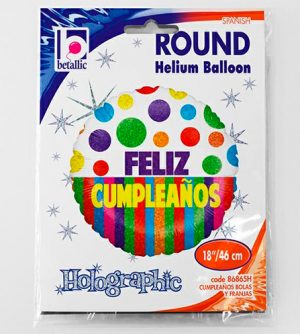 Globo foil Feliz Cumpleaños bolas y franjas