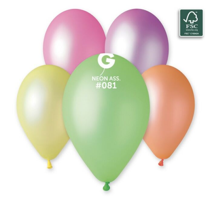 100 fsc certified nrl balloons neon assorted 1