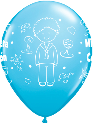 Globo látex Comunión niño Azul perlado Special deco Balloonia