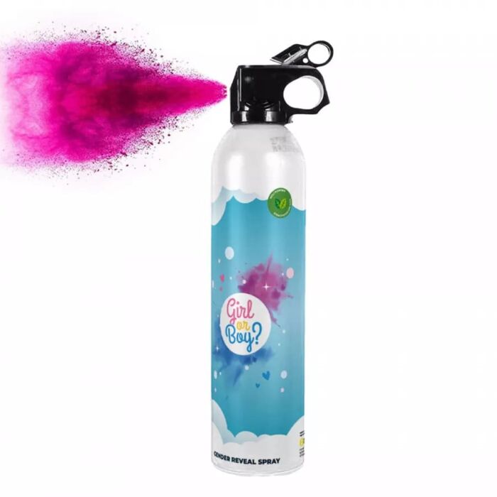 Mini extintor de polvo Holi para revelacion de genero rosa